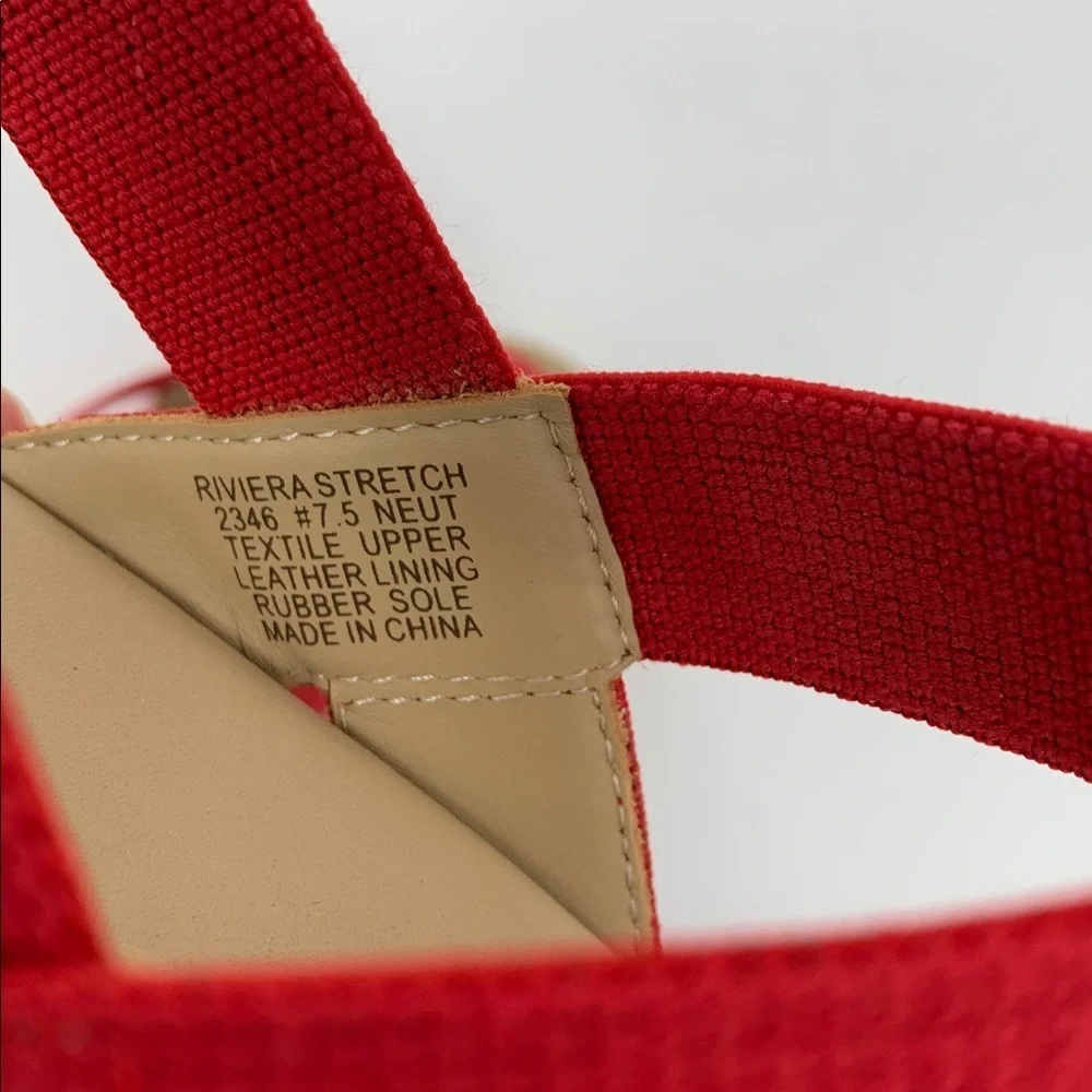 ABEO Riviera Stretch platform wedge espadrille sandal shoe red strappy new 7.5